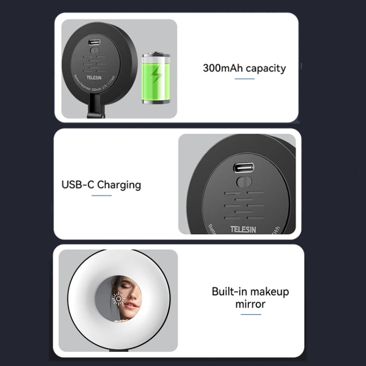 TELESIN Luce magnetica per selfie ricaricabile USB-C