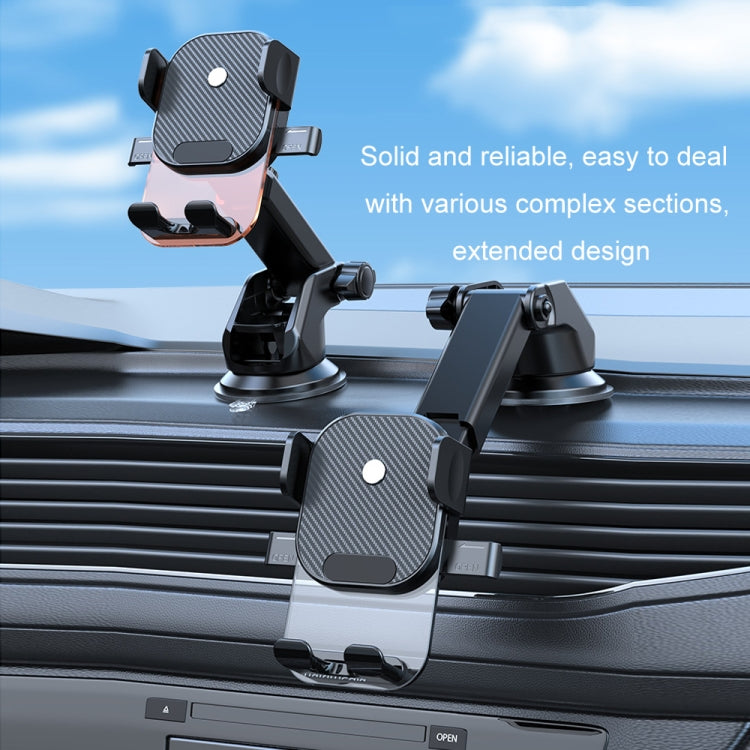 Supporto per telefono cellulare con blocco automatico del cruscotto dell'auto con ventosa, Glossy Telescopic Base, Glossy Waterfall Base, Brushed Telescopic Base, Brushed Waterfall Base, Black Air Outlet, Orange Air Outlet, Black Telescopic            ...
