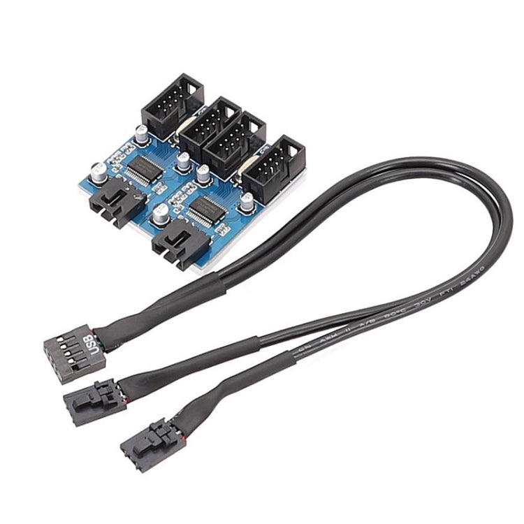 Cavo di estensione USB2.0 1 in 4 da 9 pin per scheda madre con supporto chip, interfaccia multipla per uso condiviso, 1 In 4