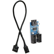 Cavo di estensione USB2.0 1 in 2 da 9 pin per scheda madre con supporto chip, interfaccia multipla per uso condiviso, 1 In 2