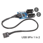 Cavo di estensione USB2.0 1 in 2 da 9 pin per scheda madre con supporto chip, interfaccia multipla per uso condiviso, 1 In 2
