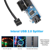 Cavo di estensione USB2.0 1 in 2 da 9 pin per scheda madre con supporto chip, interfaccia multipla per uso condiviso, 1 In 2