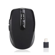 Mouse wireless silenzioso per ufficio e giochi per laptop con 6 tasti di tipo C/USB-C, E27 Black