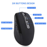 Mouse wireless silenzioso per ufficio e giochi per laptop con 6 tasti di tipo C/USB-C, E27 Black