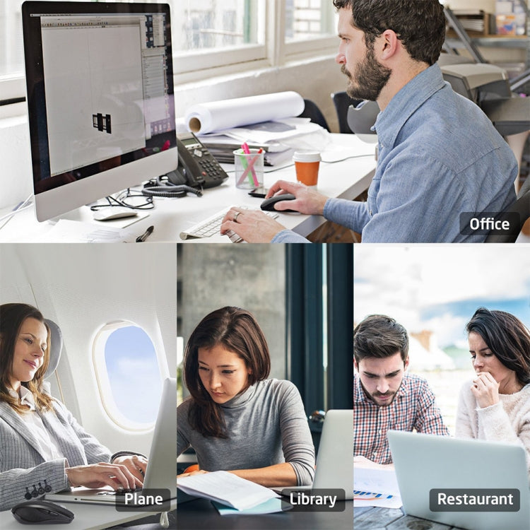 Mouse wireless silenzioso per ufficio e giochi per laptop con 6 tasti di tipo C/USB-C, E27 Black