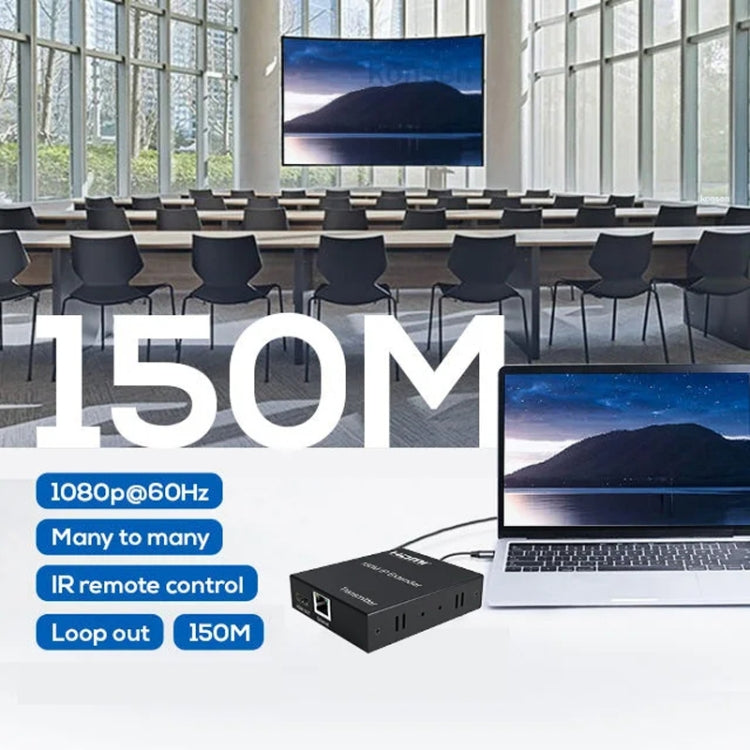 Cavo di rete HDMI 150M Extender IP Uno a molti monitor per computer, trasmettitore + ricevitore, spina USA, 150m