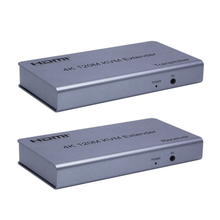 KVM 120m 4K HD Extender Computer Mouse Tastiera HDMI Singolo Cavo Ethernet Trasmettitore + Ricevitore, US Plug, UK Plug, EU Plug