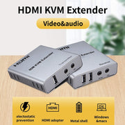 Cavo di estensione di rete HDMI KVM 60m con trasmettitore+ricevitore audio/video, spina USA, 60m