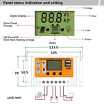 Regolatore solare 12V/24V con controllo luce e USB 10A 20A 30A