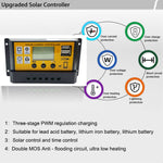 Regolatore solare 12V/24V con controllo luce e USB 10A 20A 30A