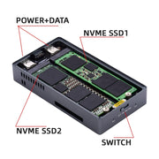 Doppio M.2 NVME SSD RAID Array Mobile Hard Drive Enclosure Tipo-C USB3.2 GEN2x2 20G 586R, PH8586R