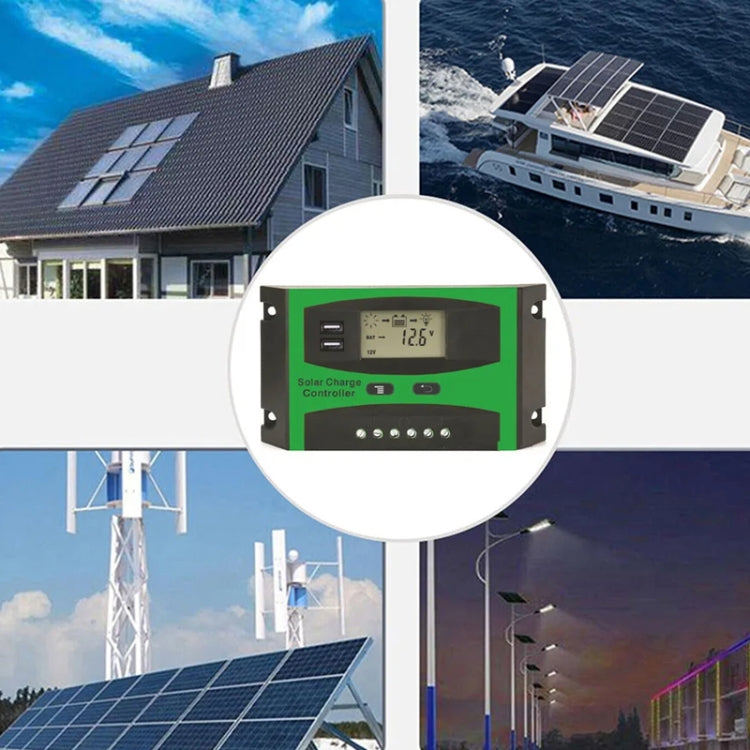 Regolatore di carica solare 12V/24V con doppia porta USB 10A-30A