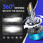 Faro anteriore in lega di alluminio con doppio tubo di rame a LED a tre colori da 50 W, 9005, 9006, 9012, H1, H4, H7, H11