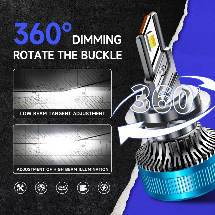 Faro anteriore in lega di alluminio con doppio tubo di rame a LED a tre colori da 50 W, 9005, 9006, 9012, H1, H4, H7, H11
