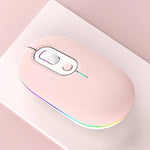 Mouse wireless silenzioso illuminato ricaricabile, 2.4G Pink, 2.4G Blue, 2.4G Green, 2.4G+Bluetooth Pink, 2.4G+Bluetooth Blue, 2.4G+Bluetooth Green