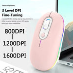 Mouse wireless silenzioso illuminato ricaricabile, 2.4G Pink, 2.4G Blue, 2.4G Green, 2.4G+Bluetooth Pink, 2.4G+Bluetooth Blue, 2.4G+Bluetooth Green