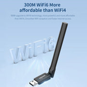 Adattatore USB WiFi6 COMFAST CF-940F 300Mbps Scheda di rete wireless Antenna WiFi 2.4GHz, CF-940F