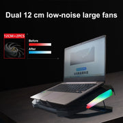 YL-017 Supporto di raffreddamento per laptop silenzioso con effetto di illuminazione RGB a 2 ventole e velocità regolabile, YL-017 2-Fans