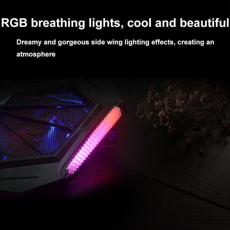 YL-017 Supporto di raffreddamento per laptop silenzioso con effetto di illuminazione RGB a 2 ventole e velocità regolabile, YL-017 2-Fans