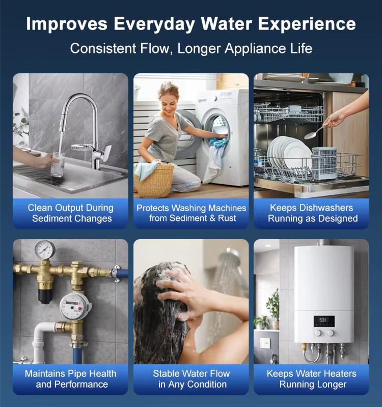 Purificatore d'acqua domestico per tutta la casa, filtro per installazione su tubature, purificatore d'acqua ad alto flusso, Wheelton UF2-1T, Wheelton UF4-2T, Wheelton UF6-3T