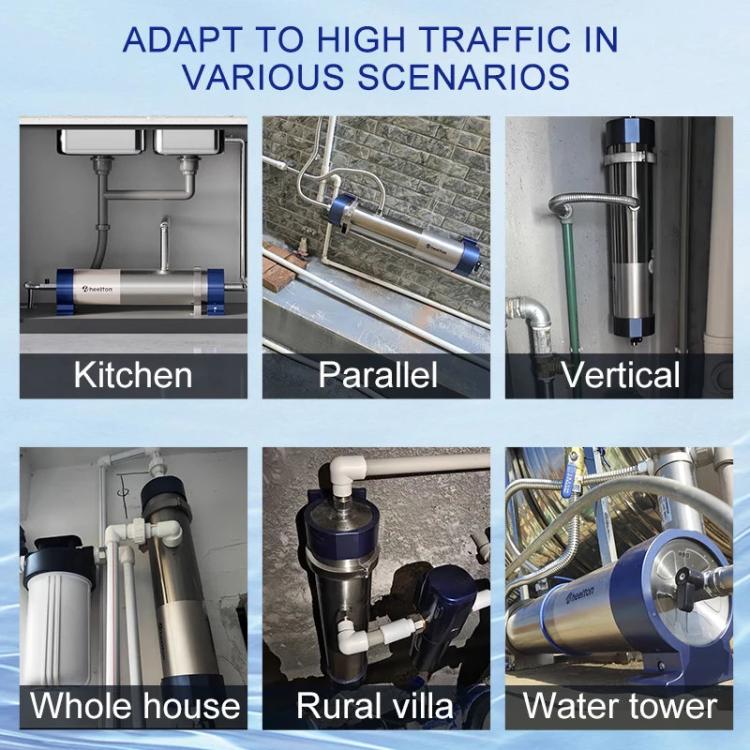 Purificatore d'acqua domestico per tutta la casa, filtro per installazione su tubature, purificatore d'acqua ad alto flusso, Wheelton UF2-1T, Wheelton UF4-2T, Wheelton UF6-3T