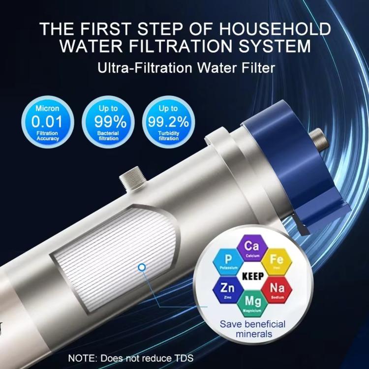 Purificatore d'acqua domestico per tutta la casa, filtro per installazione su tubature, purificatore d'acqua ad alto flusso, Wheelton UF2-1T, Wheelton UF4-2T, Wheelton UF6-3T