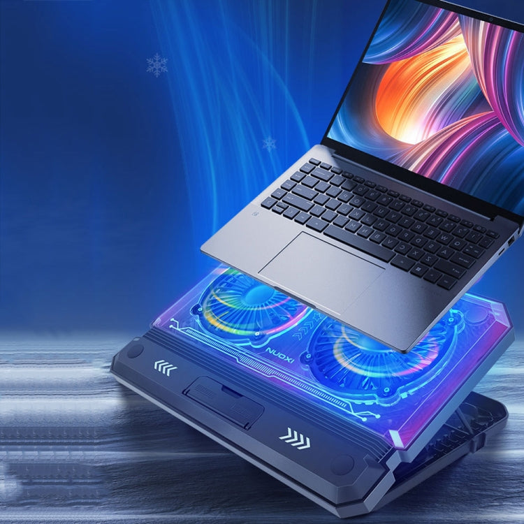Supporto di raffreddamento pieghevole e sollevabile per laptop con radiatore regolabile RGB NUOXI C300 a doppia ventola, C300 Dual-fans