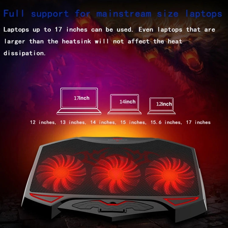 NUOXI 3 ventole LED Light regolabile radiatore di raffreddamento per laptop, 3-fans