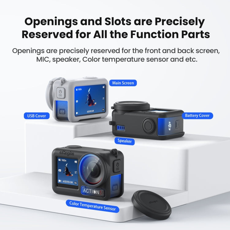 Custodia silicone per DJI Osmo Action 5 Pro con copriobiettivo