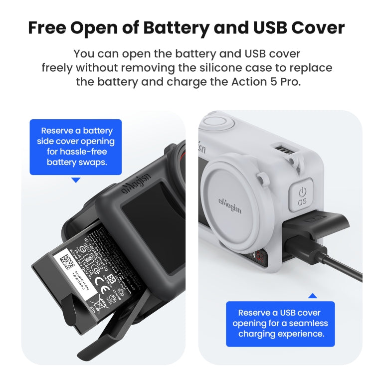 Custodia silicone per DJI Osmo Action 5 Pro con copriobiettivo