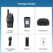 RETEVIS H777 Walkie Talkie portatile compatto a 16 canali con base di ricarica, PMR, FRS, 1pair PMR, 1pair FRS