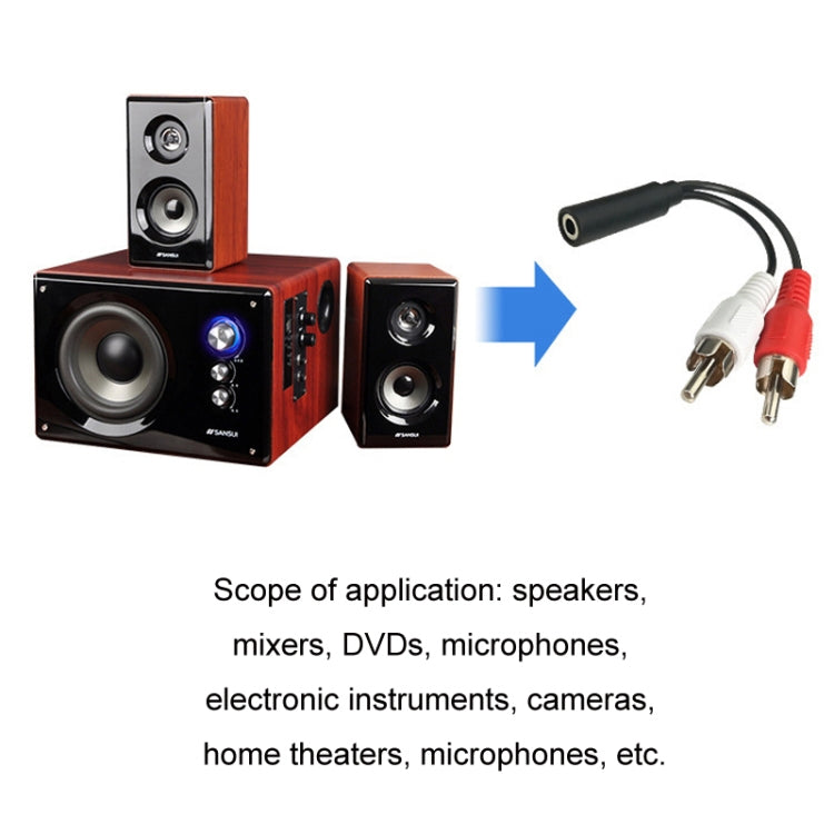 Cavo audio da 3,5 mm femmina a 2 RCA Cavo di collegamento per altoparlante Lotus Head doppio, 3.5mm Female To 2 RCA