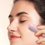 Rullo assorbente per olio per il viso al quarzo rosa naturale, massaggiatore detergente per la riparazione della pelle del viso in pietra vulcanica