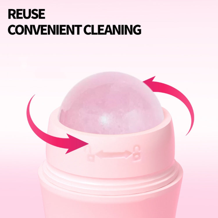 Rullo assorbente per olio per il viso al quarzo rosa naturale, massaggiatore detergente per la riparazione della pelle del viso in pietra vulcanica