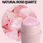 Rullo assorbente per olio per il viso al quarzo rosa naturale, massaggiatore detergente per la riparazione della pelle del viso in pietra vulcanica