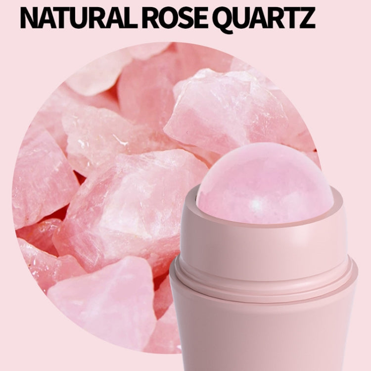 Rullo assorbente per olio per il viso al quarzo rosa naturale, massaggiatore detergente per la riparazione della pelle del viso in pietra vulcanica