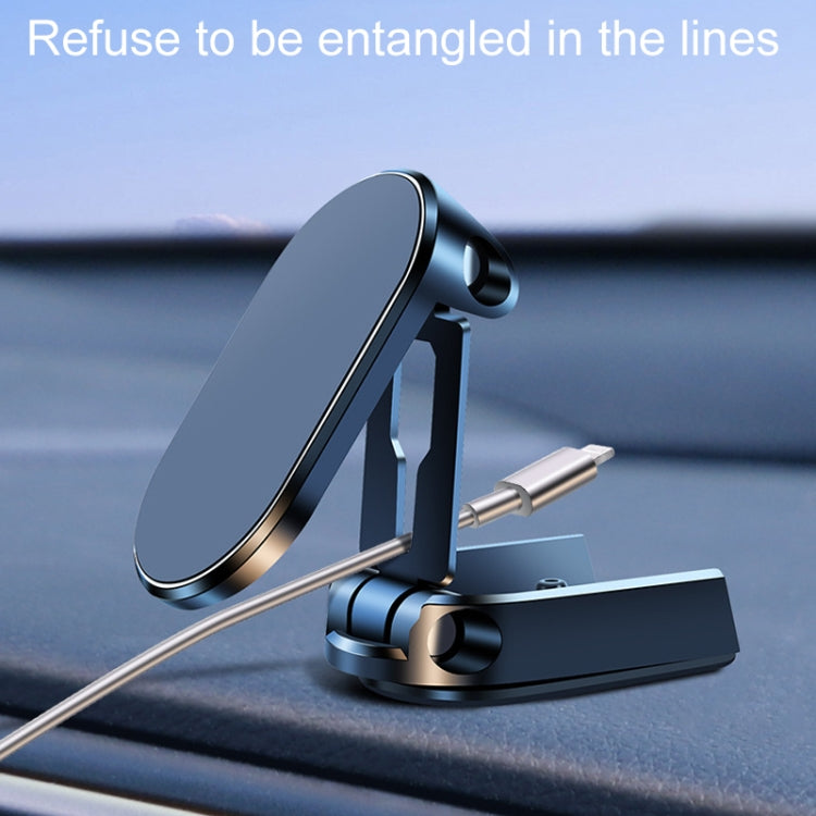 Supporto per telefono da auto pieghevole magnetico D11, supporto girevole per cruscotto, supporto per navigazione adesivo, Black Gloosy, Silver Gloosy