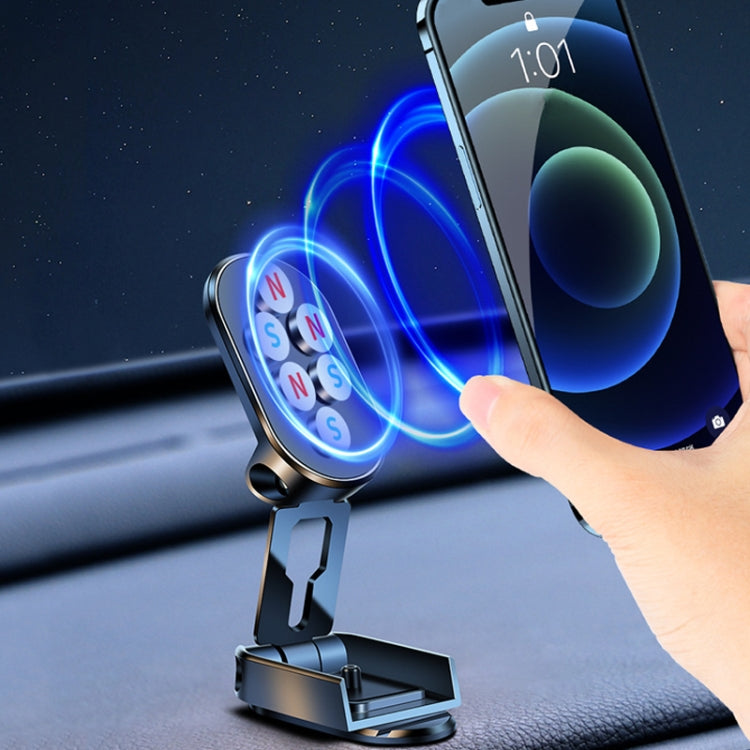 Supporto per telefono da auto pieghevole magnetico D11, supporto girevole per cruscotto, supporto per navigazione adesivo, Black Gloosy, Silver Gloosy