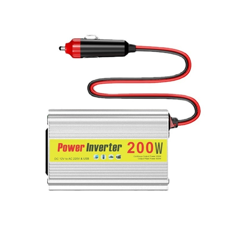 Inverter a onda sinusoidale modificata da 200 W per auto, telefono cellulare, alimentatore universale da 2,1 A, 12 To 220V, 12 To 110V