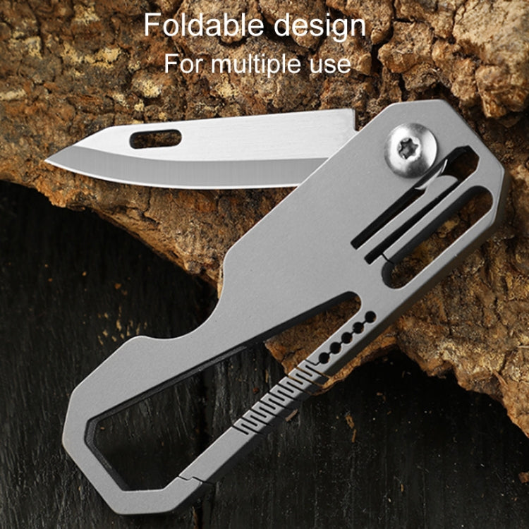 Portachiavi multifunzionale in titanio per esterni, portatile, mini coltello pieghevole da difesa, With Steel Ring, With 1 Titanium Ring, With 2 Titanium Ring
