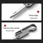 Portachiavi multifunzionale in titanio per esterni, portatile, mini coltello pieghevole da difesa, With Steel Ring, With 1 Titanium Ring, With 2 Titanium Ring