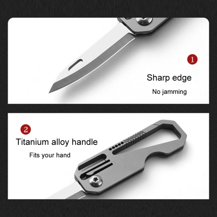 Portachiavi multifunzionale in titanio per esterni, portatile, mini coltello pieghevole da difesa, With Steel Ring, With 1 Titanium Ring, With 2 Titanium Ring