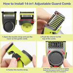 Per Philips OneBlade QP2520 QP2530 QP2630 Rasoio elettrico, Partial Comb, Body Comb, 14-length  Guide Comb, 4 In 1