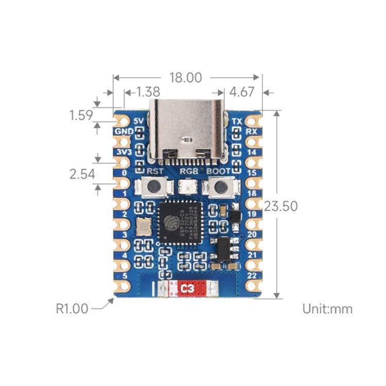 Scheda di sviluppo Waveshare ESP32-C6 Mini WiFi 6 e Bluetooth 5 a doppio processore, Zero, Zero-M