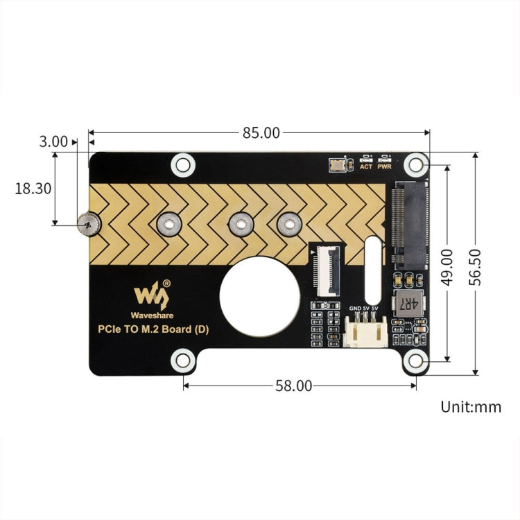Waveshare per Raspberry Pi 5 PCIe a M.2 Adapter Board supporta il protocollo NVMe, 27709
