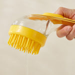 Spazzola per il bagno degli animali domestici con manico lungo in silicone per cani e gatti, spazzola per la pulizia e il massaggio, pettine per la toelettatura, Fine Teeth Yellow, Fine Teeth Blue, Fine Teeth Green, Coarse Teeth Yellow, Coarse Teeth Bl...