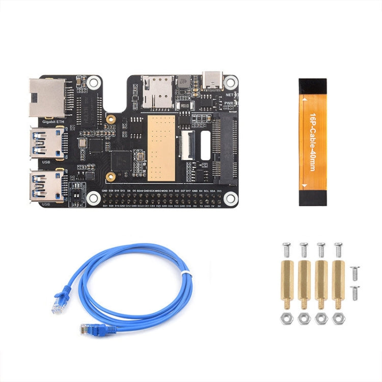 Waveshare per Raspberry Pi 5 PCIe a MiniPCIe / Gigabit Ethernet / USB 3.2 Gen1 HAT, No Accessories, SIM7600G-H, EG25-G