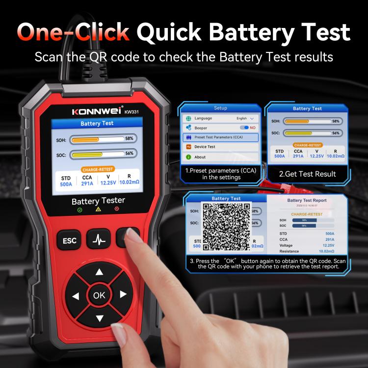 Strumento di diagnosi OBD2 per autoveicoli KONNWEI, lettore di codici motore, 13 lingue, KW331
