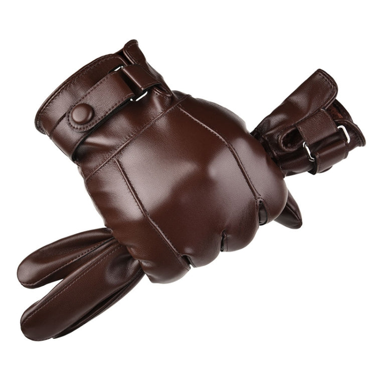 Guanti da uomo in pelle autunno inverno PU velluto caldo equitazione guida touchscreen guanti, Average