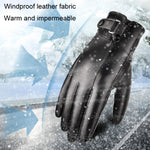 Guanti da uomo in pelle autunno inverno PU velluto caldo equitazione guida touchscreen guanti, Average